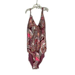 Alex Marie Women's One Piece Swimsuit Paisley Pattern Pink Size 16